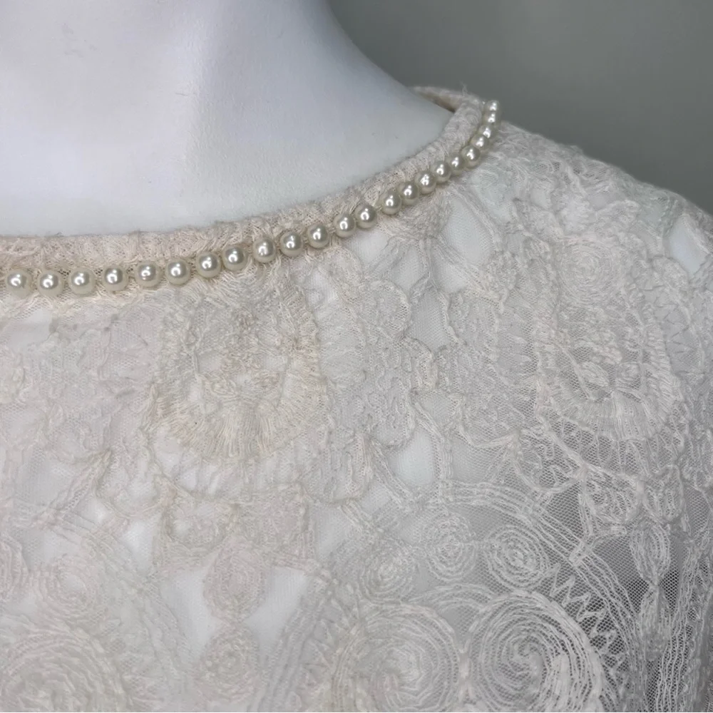 𝅺ZARA Lace Off White Blouse Size Small - Picture 2 of 8